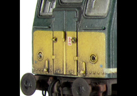 A picture of D5178 with detailed buffer beam at one end and semi detailed at coupling end, etched fan and grill, battery box modification to create a more 3D version, nose end handrails replaced with finer versions, renumbered and speedo cable added to one bogie
