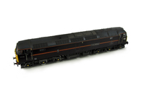 A picture of 47798 showing a full respray into EWS Royal livery (all stripes are a respray inc centre banding with no transfers used). Base model has been converted to a cutaway buffer beam example with etched kick plates and modified battery box. Other details include: detailed buffer beam at one end with semi detailed at coupling end, driver fitted, moulded nose handrails replaced with wire, renumbered, etched nameplates/plaques, moulded roof grills replaced with etched fan and grill, RCH cable added to nose, body lowered, finer ariels and nose catch added