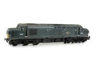 A picture of D6782 with partial respray of small yellow ends. Other details include: double detailed buffer beam at one end and semi detailed at coupler end, nose end etched air horns and headcode surrounds moulded roof grill replaced with 5 part etched fan and grill, bogie mod to reduce gap between body and bogies, speedo cable added, driver, frost grill, etched work plates and renumbered. 