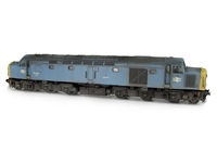A picture of 40023 Full respray to BR Blue in extreme faded scrapline condition. Details include: renumbered, handrails on nose, driver, detailed buffer beam, semi detailed buffer beam at coupling end, moulded roof grill replaced with 3D etched version, disc catches added, fine headcodes, etched work plates and painted on name plate.