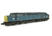 A picture of D314 Full respray to BR Blue. Details include: renumbered, handrails on nose, semi detailed buffer beam at both ends, moulded roof grill replaced with 3D etched version, disc catches added, fine headcodes, etched work plates and frost grill