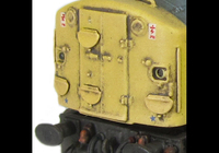 A picture of Close up of disc nose end showing added disc catches, handrails and thinned down headcode discs.