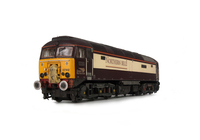 A picture of 57312 with full respray into Northern Belle livery. Other details include: moulded roof grills replaced with etched fan and grills, driver, renumbered, moulded front handrails replaced with wire including pommels, painted pipes on bogies, delner couplings covered as per prototype, modified battery box, etched nameplates, detailed buffer beam at one end, semi detailed buffer beam at coupling end and finer aerials