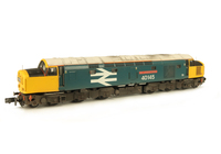 A picture of 40145 with full respray to large logo livery.  Details include: renumbered, finer handrails on nose, driver, semi detailed buffer beam at both ends, headlight on nose, aerial, moulded roof grill replaced with 3D etched version, finer bogie side cables, etched nameplates, etched work plates and frost grill.