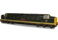 A picture of 55002 with nose end converted to headcode dot version with full yellow ends and livery modifications. Other details include: finer nose end handrails, speedo cable, air horns added, detailed buffer beam at one end and semi detailed at coupling end, bogie modification to reduce gap between body and bogies, roof grills replaced with much finer 3D etched versions, etched nameplates and renumbered.