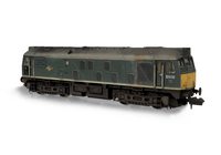 A picture of D5132 conversion to a headcode box version with seemed end door including centre headlights, small yellow warning panels, battery box modification with shorter tank, semi detailed buffer beam at both ends, renumbered, weatherised headcode panel, tablet catcher, etched workplates, etched 3D roof grill with fan, snowploughs, speedo cable, fuel cap moved and boiler grill blanking plate replaced with correct kind.