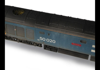 A picture of 50020 Added details include; renumbered, cantrail, driver, mu cable replaced, multiple jumper socket changed to correct type, speedo cable added, etched plates, moulded roof grills replaced with 3D fan and grill and detailed buffer beam.