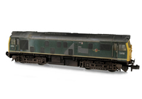 A picture of D5193 with semi respray of full yellow ends and special effects paint peeling, rust and patch painted as per prototype. Other details include: battery box modification, body side steps plated over, semi detailed buffer beam at both ends, renumbered, etched workplates, etched 3D roof grill with fan, snowploughs, speedo cable, front handrails replaced with finer versions and headcode changed.