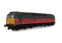 A picture of 47643 Faded with paint chipping on nose. Details include: etched nameplates/symbols, livery adjustments, finer aerials, body lowered, etched fan and grills, renumbered, driver, detailed buffer beam at one end and semi detailed at coupling end, moulded nose handrails replaced with wire including pommels and nose catch added.