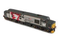 A picture of 37510 with full respray into Europhoenix livery. Modifications include; body window plated over. Other Details include bogie modification to reduce gap between body and bogies, snowploughs, moulded roof grill replaced with 3D etched fan and grill, speedo cable added, kick plates, detailed buffer beam at one end and semi detailed at coupling end, 3D cap on nose with glass/white headcode dots, etched nameplates, driver and buffers changed.