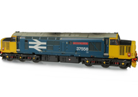 A picture of 37558 Details include bogie modification to reduce gap between body and bogies, snowploughs, moulded roof grill replaced with 3D etched fan and grill, speedo cable added, kick plates, detailed buffer beam at one end and semi detailed at coupling end, 3D cap on nose with glass/white headcode dots, etched nameplates and buffers changed at one end.