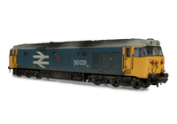 A picture of 50013  Added details include: painted cab interior, driver, etched nameplates, speedo cable added, mu cables replaced, roof repainted to lighter shade of grey, wireless antennae added and moulded roof grills replaced with 3D fan and grill.