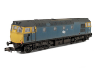 A picture of D5357 with full respray into BR Blue. Brass buffers added, token catcher recess added. etched windscreen wipers, boiler access panel taken off and smoothed over, etched work plates, moulded roof grill replaced with 3D etched fan and grill, modified battery box, renumbered, headcode changed with glass like cover, speedo cable, nose end rubber window surrounds thinned down, nose end footsteps, extended bar across nose, side cab window surrounds smoothed over and semi detailed buffer beam at both ends.