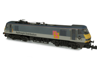 A picture of 90021 Full respray into RFD Livery with heavily modified nose ends. Other details include: semi detailed buffer beams at both ends, printed light clusters replaced with moulded etched versions, pantograph replaced with more accurate version, wire handrails added, various etched details added, ploughs added to body, etched depot plaques and etched RCH cables with wire.