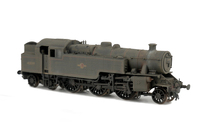 A picture of 42099 with added details including: moulded coal replaced with real coal, etched work plates, renumbered, loco crew and detailed buffer beam at one end.