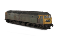 A picture of 47137 weathered with special effects of heavy dilapidation as per the prototype. Details include fading, renumbered, body lowered, etched fan and grills, detailed buffer beam at one end and semi detailed at coupling end, moulded nose handrails replaced with wire including pommels, driver, headcodes changed and nose catch added.