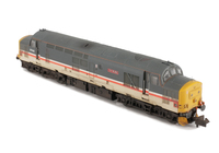 A picture of 37402 with full respray into Inter City livery. Other details include: bogie modification to reduce gap between body and bogies, finer aerial, renumbered, nose plate, snowploughs, moulded roof grill replaced with 3D etched fan and grill, speedo cable added, semi detailed buffer beam at both ends and etched nameplates fitted.