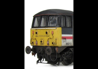 A picture of 86213 with livery errors corrected, pommel added to nose handrails, etched nameplates, detailed buffer beam at one end with added bar, driver fitted, pantograph changed to finer version, brass buffers, semi detailed buffer beam at coupling end and moulded RCH jumper cables replaced with wire version.